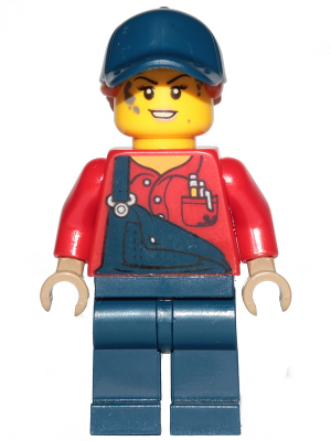Female Mechanic with Dark Blue Overalls and Legs, Dark Orange Ponytail with Dark Blue Ball Cap – ГРАДСКИ