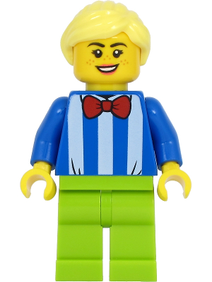 Fairground Worker - Female, White Stripes and Red Bow Tie, Lime Legs, Bright Light Yellow Hair – ГРАДСКИ