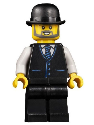 Accountant - Male, Black Vest with Blue Striped Tie, Black Legs, Black Bowler Hat, Beard – ГРАДСКИ