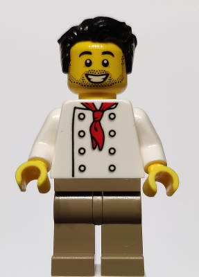 Chef - White Torso with 8 Buttons, No Wrinkles Front or Back, Dark Tan Legs, Black Hair – ГРАДСКИ