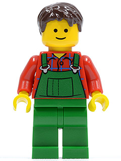 Overalls Farmer Green, Dark Brown Short Tousled Hair, Standard Grin – ГРАДСКИ