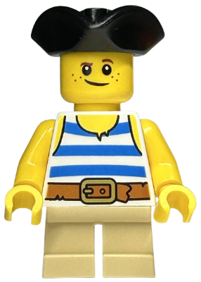Child - Boy, White Tank Top with Blue Stripes, Tan Short Legs, Black Tricorne Hat, Freckles – ГРАДСКИ