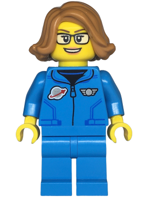 Space Scientist - Female, Dark Azure Jumpsuit, Medium Nougat Hair, Glasses, Open Mouth Smile – ГРАДСКИ