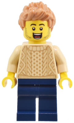 Adult - Male, Tan Knit Cable Sweater, Dark Blue Legs, Medium Nougat Spiked Hair – ГРАДСКИ