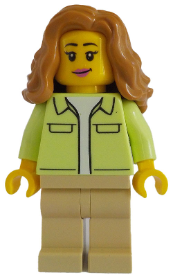 Modern House Resident - Female, Yellowish Green Jacket over White Shirt, Tan Legs, Medium Nougat Hai – ГРАДСКИ