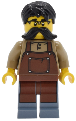 Tudor House Clockmaker - Dark Tan Shirt with Reddish Brown Apron, Sand Blue Legs, Black Hair and Moustache – ГРАДСКИ