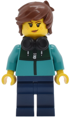Tudor House Resident - Dark Turquoise Jacket with Dark Green Panel, Dark Blue Legs, Reddish Brown Hair Tousled, Black Headphones – ГРАДСКИ