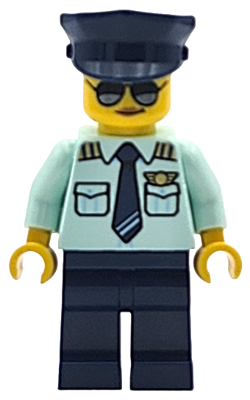 Airplane Pilot - Female, Light Aqua Uniform Shirt with Tie, Dark Blue Legs and Hat, Sunglasses – ГРАДСКИ