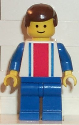 Vertical Lines Red & Blue - Blue Arms - Blue Legs, Brown Male Hair – ГРАДСКИ