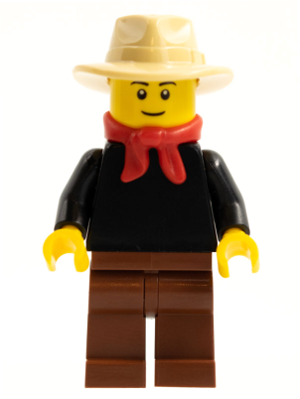 Gold Prospector - Male, Black Torso, Reddish Brown Legs, Tan Fedora Hat, Red Bandana, Black Eyebrows – ЗАПАДНИ