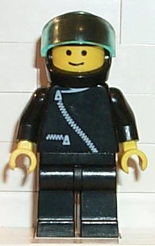 Jacket with Zipper - Black, Black Legs, Black Helmet, Trans-Light Blue Visor – ГРАДСКИ